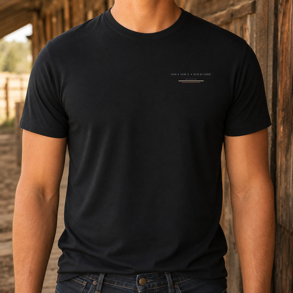 Wildflower & Whiskey matching front left-chest DTF emblem close-up