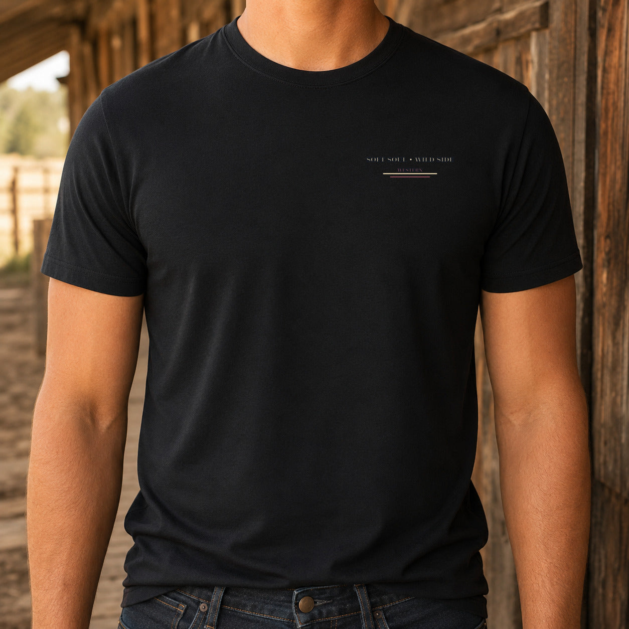Wildflower & Whiskey matching front left-chest DTF emblem close-up