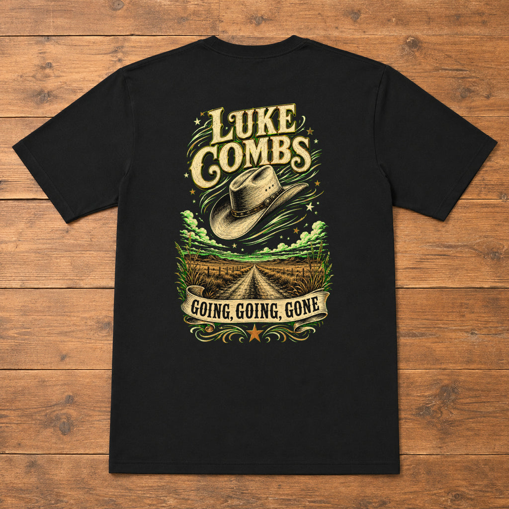 Luke Combs “Going, Going, Gone” Back-Print T-Shirt flat-lay back view