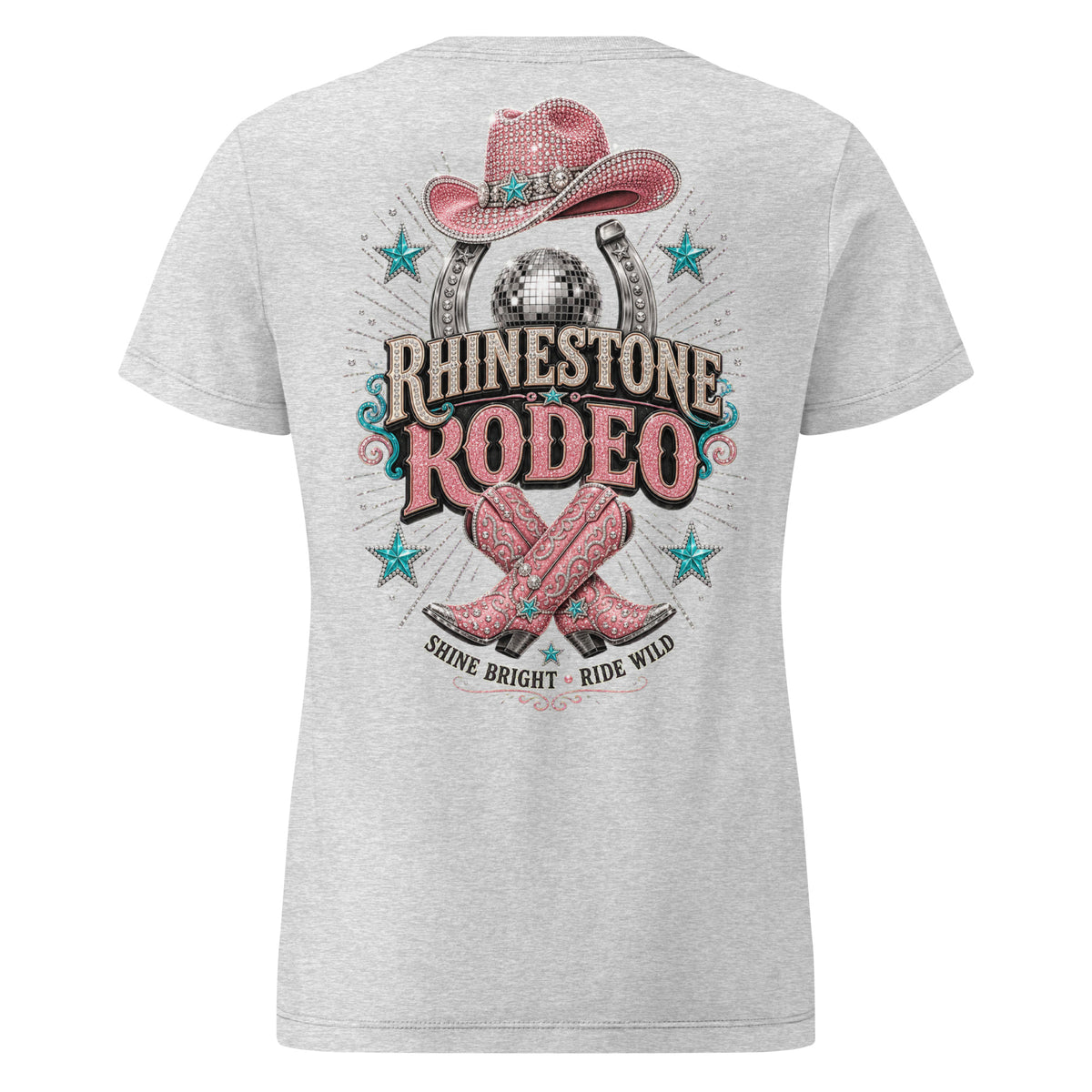 Sport Grey women's T-shirt with Rhinestone Rodeo western back print