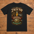 Zach Top Cold Beer & Country Music Premium DTF T-Shirt flat lay showing large back print