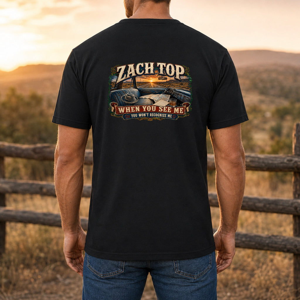 Zach Top When You See Me Premium DTF T-Shirt men’s back fit showing DTF print